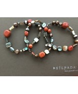 Silpada Stretch Bracelets B1695 Coral Pearl Shell 3 pc Set Tuscan Sun  - $71.40 CAD