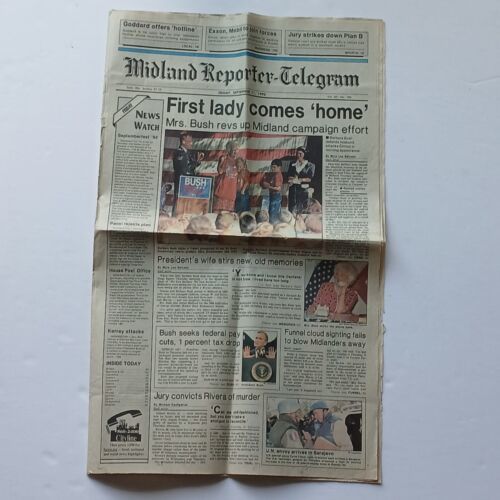 Midland Reporter Telegram September 11, 1992 First Lady Comes Home Barba... - $9.49