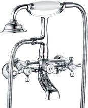 Wasserrhythm Clawfoot Tub Faucet With Shower Diverter Victorian Polished Chrome - £102.80 GBP