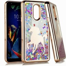 LG K40 /LG Solo LTE / LG Xpression Plus 2 - Rose Gold Unicorn Hearts Liquid Case - £13.34 GBP