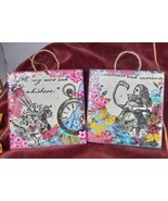 Set of Two Mixed Media Ceramic Tiles Alice and Very Late Rabbit Gifts Positive M - $14.95