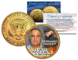 BERNARD MADOFF 24K Gold Plated JFK Half Dollar US Coin * LARGEST PONZI S... - $8.56