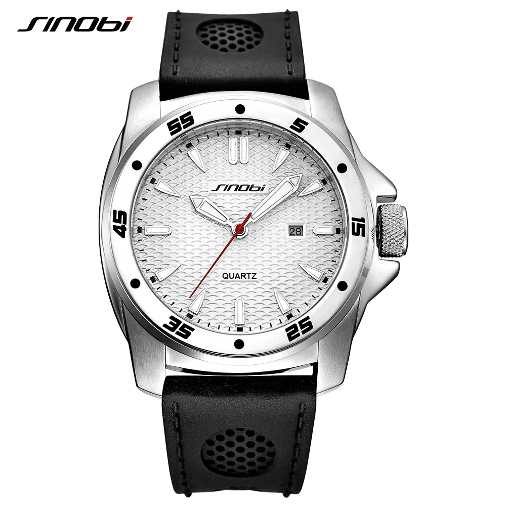 SINOBI Sport Waterproof Watch Mentainless Steel Silicone Band Quartz Wat... - £41.70 GBP