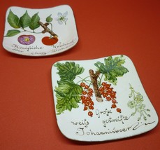 Vintage Metal Handpainted Austria Fr Decorative Red Currant &amp; Cherry Plate Set 2 - £16.08 GBP