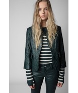 Zadig &amp; Voltaire Verys Crinkle Leather Blazer Jacket Peacock $748, Sz 34... - $416.37 CAD