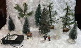 Vintage Miniature Snow Trees For Christmas Villages Mini Lights People 5 Lemax - £22.41 GBP
