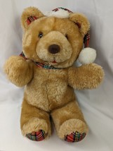 Cuddle Wit Brown Bear Plush 14 Inch Plaid Santa Hat  Christmas Stuffed Animal  - $25.95