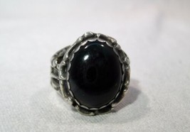 Vintage Navajo Sterling Silver Mexico Onyx Ring Size 9 K731 - £46.70 GBP