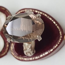 Estate Very Cute  Huge Sterling Silver Genuine Smoky Quartz   Ring, 1930&#39;s - £484.17 GBP