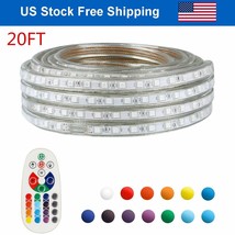 20Ft Led Rope Light Christmas Lighting Strip Light Waterproof Colorful W/ Remote - £50.46 GBP