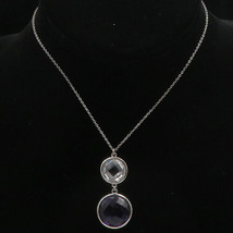 925 Sterling Silver - Faceted Amethyst &amp; Topaz Thin Chain Necklace - NE3158 - £44.19 GBP