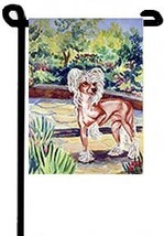 Chinese Crested Dog (On Path) - 11"x15" 2-Sided Garden Banner - $18.00