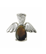 STERLING SILVER JANUARY GARNET BIRTHSTONE ANGEL WING PIN - £29.86 GBP