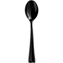 50 Black Heavyweight 4&#39;&#39; Plastic Taster Spoons - £2.87 GBP
