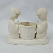 Boy and Girl Praying Colonial Candle Holder Vintage Japan White AFFX6 - £3.15 GBP