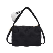 Crossbody Bags For Women Winter Space Padded Cotton Shoulder Bag White Hairball  - £22.40 GBP