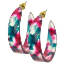 Acrylic Hoop Earrings Multi Colored  - £11.86 GBP
