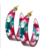 Acrylic Hoop Earrings Multi Colored  - £11.86 GBP