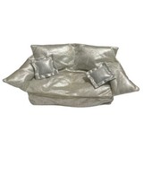 Vintage Polyfect Toys Silver Fabric Couch For Fashion Dolls Made in Hong... - $17.81