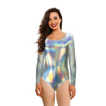 Adult Iridescent Bodysuit Long Sleeve leotard Costume Size Large Cosplay - £16.61 GBP