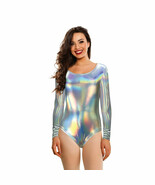 Adult Iridescent Bodysuit Long Sleeve leotard Costume Size Large Cosplay - $408.45 MXN