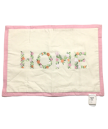 Throw Pillow Cover 14&quot; X 20&quot; Embroidered HOME Flower Spell Out Pink - £7.11 GBP