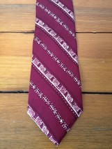 Vintage Lanvin Paris Lord &amp; Taylor Red Burgundy Abstract Ethnic Silk Tie... - $24.74