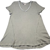 Juicy Couture Shirt Gray Silver Sparkles Preppy Rhinestone V-Neck Womens Size M - £11.45 GBP