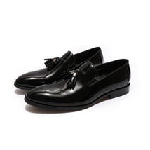 FELIX CHU Patent Leather Men Tassel Loafer Shoes Black Brown Slip on Mens Dress  - £89.81 GBP