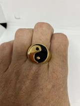 Vintage Yin Yang Ring Goldener Edelstahl Größe 9 - £31.64 GBP