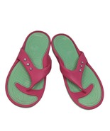 Vintage 90s Y2K Bright Pink Green Molded Flip Flops Shoes Size 40 (Size 9) - £63.20 GBP