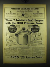 1947 Ekco Pressure Cooker Ad - Pressure cooking is safe! - $18.49