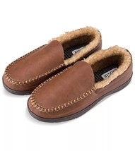 Haggar Mens Faux Leather Fleece Brown Memory Foam Slippers, TAN, XL - $19.79