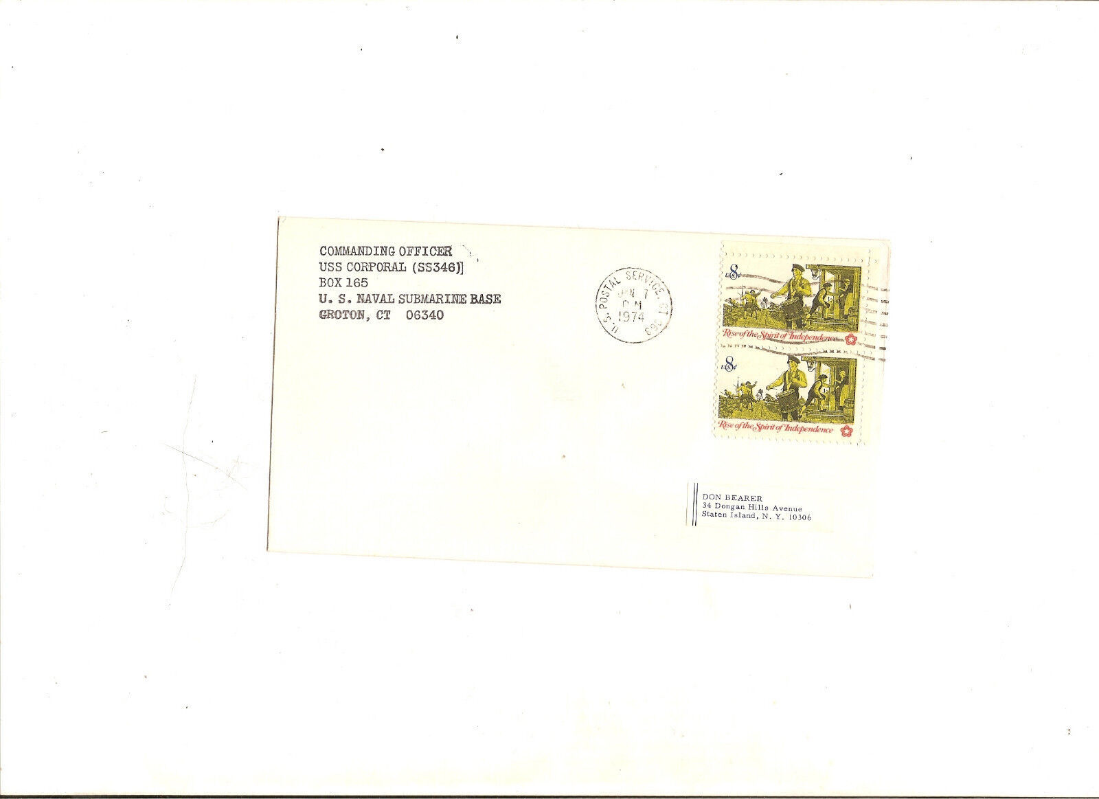 1974 Double 8 Cent Rise Spiri of Independence Stamps USS Corporal SS346 - $3.00