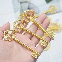 Large Key Pendants Gold Skeleton Keys Santa Keys Christmas 3 Inches Big 20 Bulk - $19.80