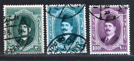 EGYPT 1923-24 Very Fine Used Stamps Set Scott # 99-101 &quot; King Fuad &quot; - $1.12