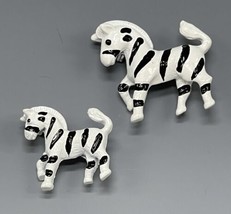 Vintage Gerrys Enamel Zebras Zebra Brooches Brooch Pin Running White Bla... - $16.36