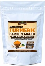 1000mg Ginger Root, Turmeric, Garlic, Black Pepper 240 Capsules 95% Curc... - £20.32 GBP