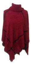 Coco + Carmen Rustic Turtleneck Poncho Red/Black #1520235A - £23.70 GBP