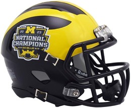 Michigan Wolverines 2023 National Champions Ncaa Speed Mini Football Helmet - £34.79 GBP