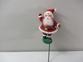 Vintage Christmas Felt Santa Claus Doll Figure Plastic Face on a stick 7&#39;&#39; - $29.69
