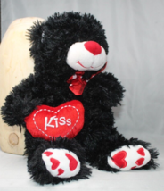 Dan Dee  Teddy Bear Valentine Red Heart 15&quot; Black Plush Soft Stuffed Ani... - $10.56