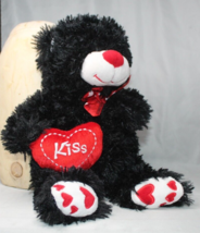 Dan Dee  Teddy Bear Valentine Red Heart 15&quot; Black Plush Soft Stuffed Ani... - £8.27 GBP