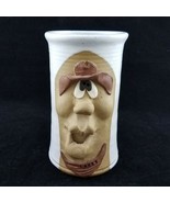 Funny Face Stoneware Coffee Mug Pottery Folk Art Larry Cowboy Western Bi... - £23.79 GBP