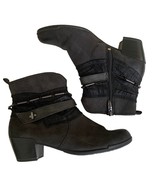 Tamaris Black Leather Buckle Accent Side Zip Ankle Boots Size 7.5 - $37.40