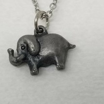 Elephant Chain Necklace Handmade Silver Color Pewter Vintage  - $14.20