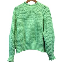 H&amp;M Womens XXL Chunky Ribbed Sweater Mock Neck Spring Green Classic Boxy - £15.34 GBP