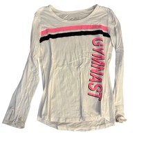 Justice Long Sleeve Gymnast Shirt Size 10 White Pink Black - $11.52