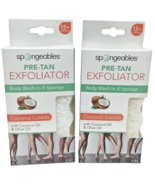 ( 2 ) Spongeables Pre-Tan Exfoliator Body Wash Sponge Coconut Colada &amp; O... - $401.18 MXN