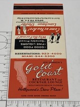 Vintage Matchbook Cover  Gold Coast Restaurant Hollywood Beach,Fl gmg  u... - £9.69 GBP